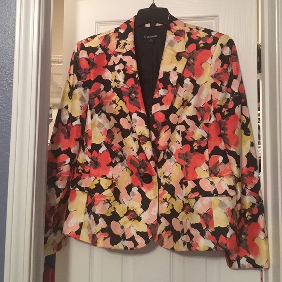 Black, white, red, pink suit jacket