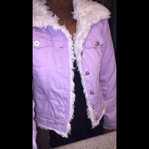 Lilac denim puffer coat