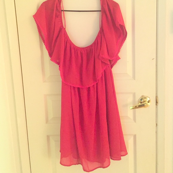 Off the shoulder red mini dress