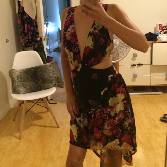 Sexy floral cutout dress