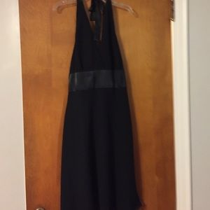 Black halter cocktail dress