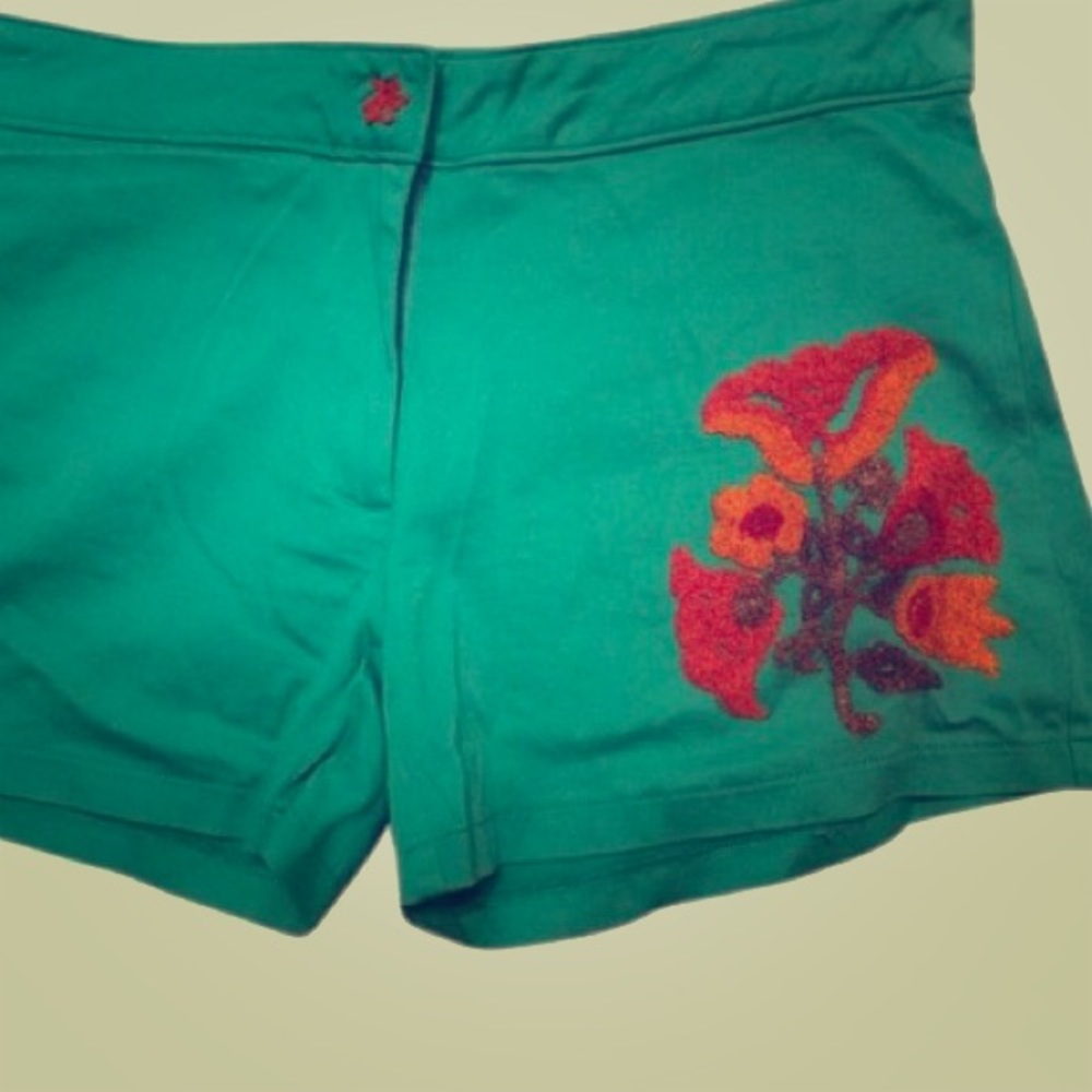 ⭕️Judith March embroidered trendy shorts teal