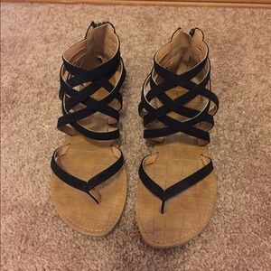 Black strappy sandals!