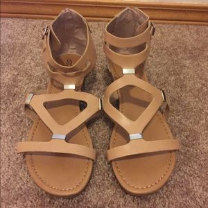 Tan strappy sandals! Never worn!