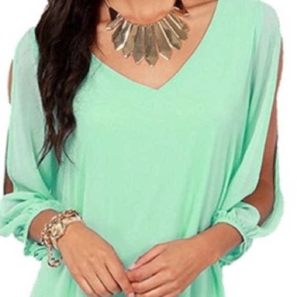 V-Neck Long-Sleeve Chiffon Summer Evening Dress - Picture 3 of 4