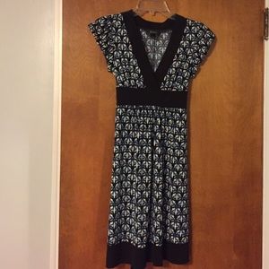 Teal brown and cream casual dress