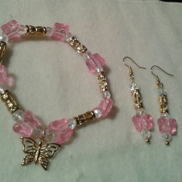 Butterfly Bracelet and Earrings.