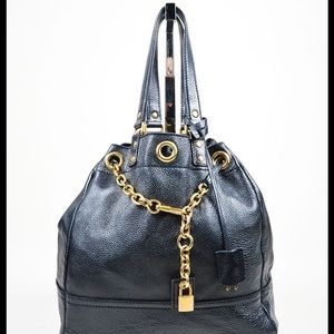 YVES SAINT LAURENT Black Leather Overseas Tote