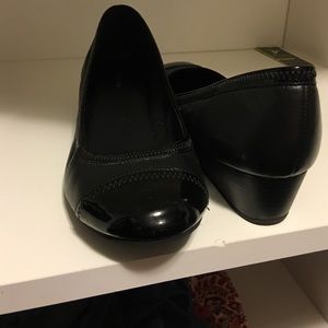 Cole Haan black wedges with patent black leather