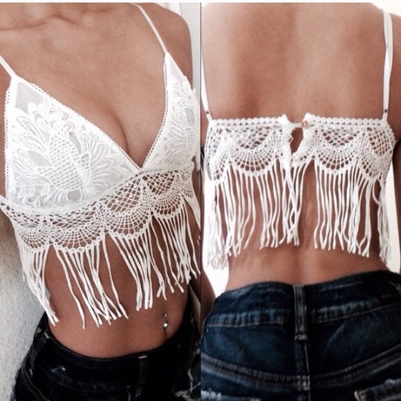 LOWEST Mesh/Fringe bralette style top