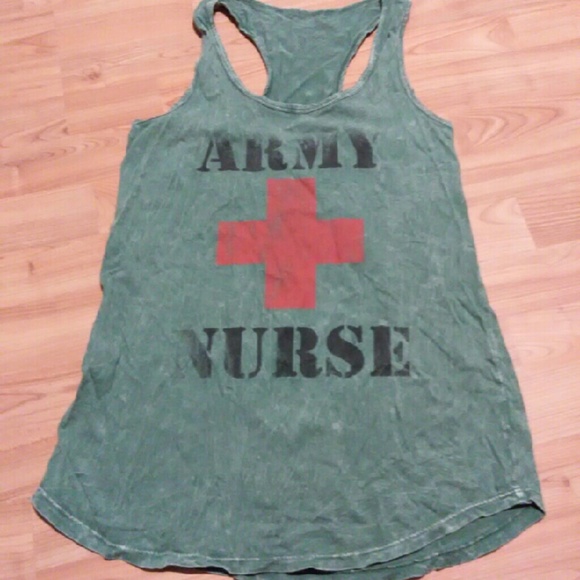 Distressed Army Nurse Racerback Tank