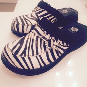 Yellow Box zebra clogs- very fun!