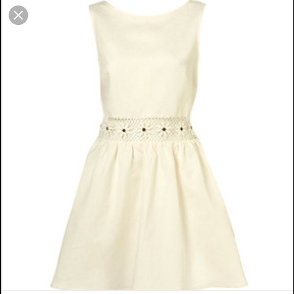 Topshop cream daisy cut out dress