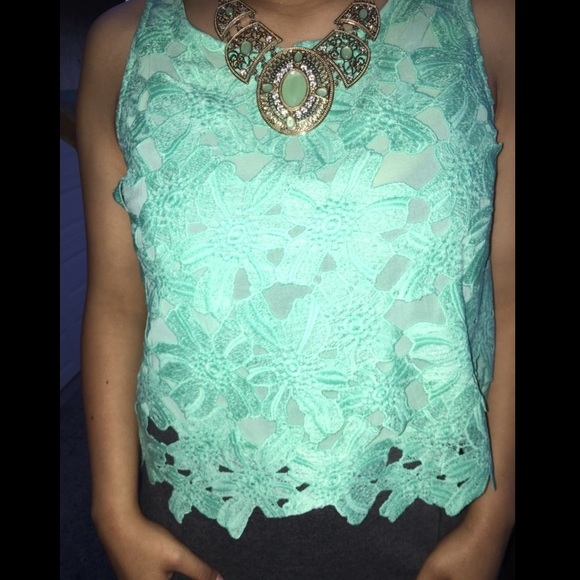 ✨Mint Crochet Crop Top - Picture 2 of 3