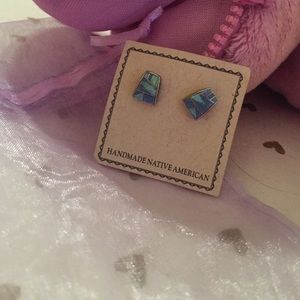 Turquoise, Opal, and Sterling Silver Earrings