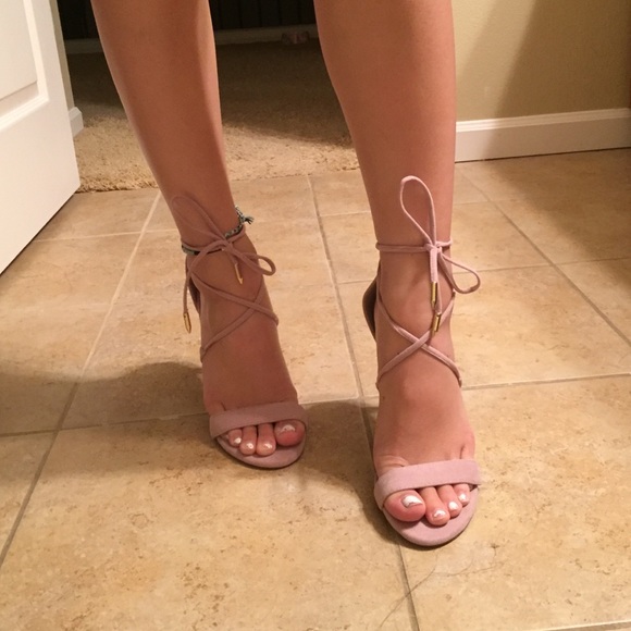 Taupe strappy heels