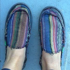 Women's colorful Sanuk slip on shoes