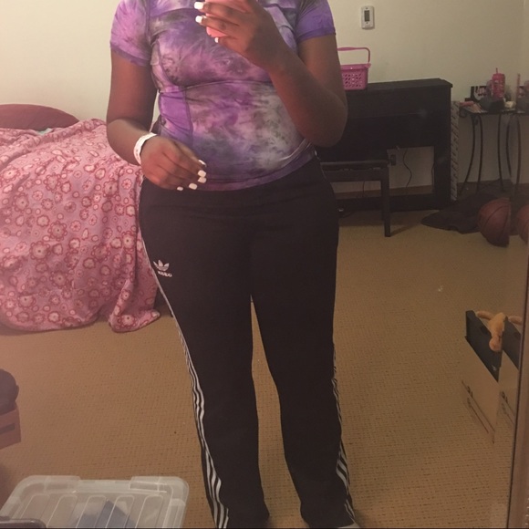 Black and white Adidas sweatpants