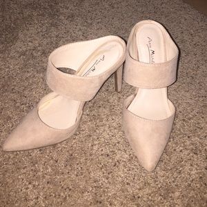 Faux suede heels.