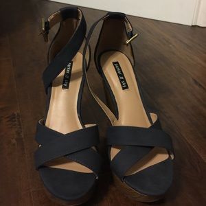 Navy Parker & Sky Wedge Sandals