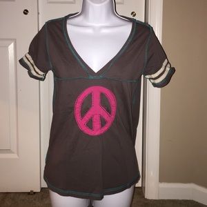Natural Life Peace Sign Short a Sleeved T Shirt
