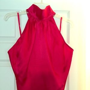 Red Express mock neck halter top