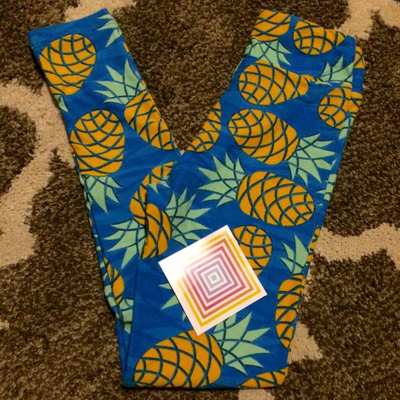 NWT Lularoe blue pineapple leggings tween