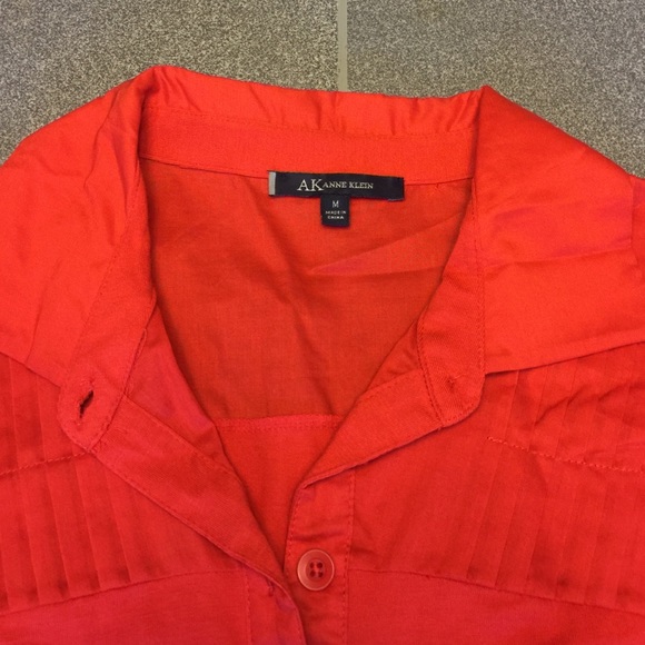 Annie Klein size M Orange Short Sleeve Blouse - Picture 2 of 3