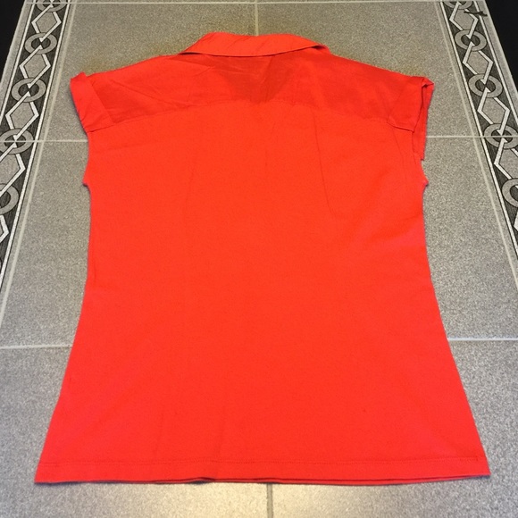Annie Klein size M Orange Short Sleeve Blouse - Picture 3 of 3