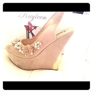 Kayleen Sexy Wedge Shoes Nude Color Size 10