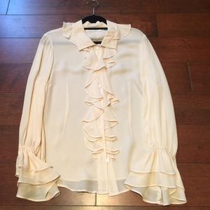 Bloomingdales 100% Silk Blouse w Pearlized Buttons