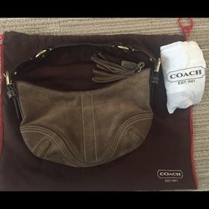 Authentic Coach Suede Hobo, Brown