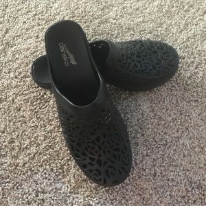 Black Dansko Clogs Floral Cutouts CUTE!