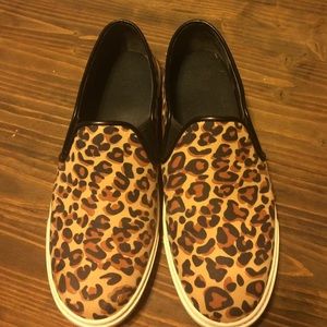 Cole Haan leopard print slip ons