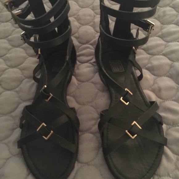 Black gladiator sandals size 8