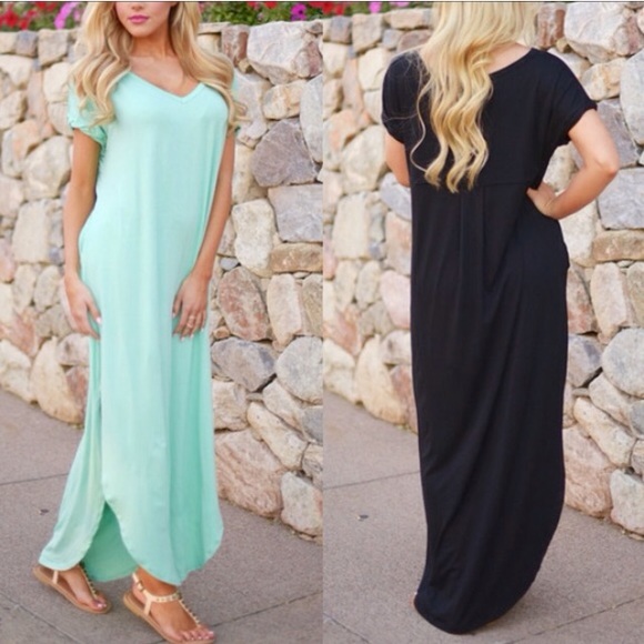 ❤️LAST❤️ Tie Dye Or Solid Black Maxi Dress - Picture 3 of 3