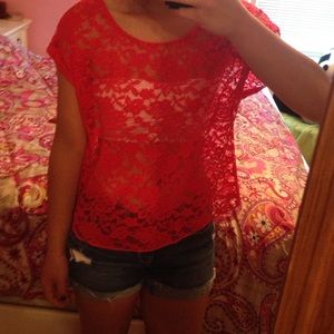 Dark pink lace shirt