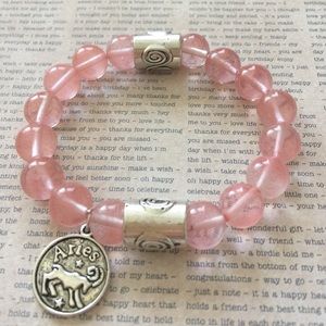 Zodiac pink beaded bracelet.