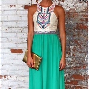 Tribal Teal Maxi Dress
