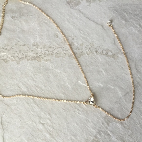 1 LEFT!!! long gold crystal & triangle necklace - Picture 2 of 4