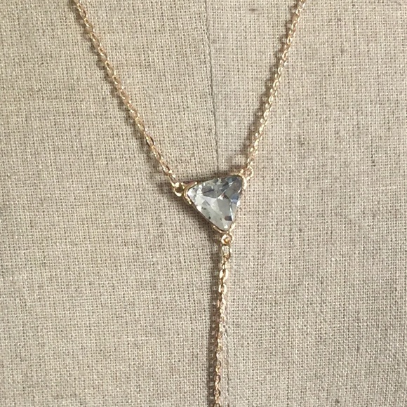 1 LEFT!!! long gold crystal & triangle necklace - Picture 3 of 4