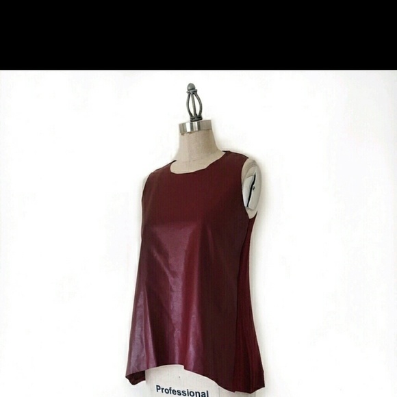 Zara burgundy vegan leather top