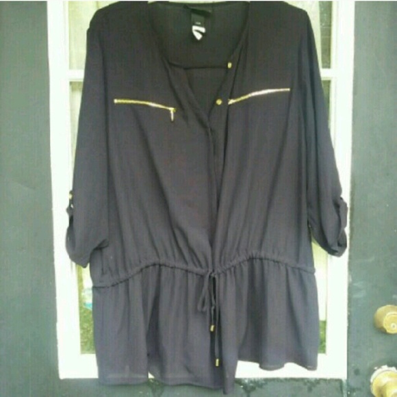 Lane Bryant Sheer Black Blouse