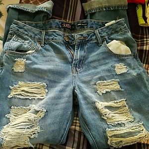 Suede size 27 distressed boyfriend jeans