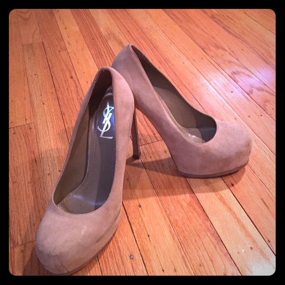 YSL Suede nude heels