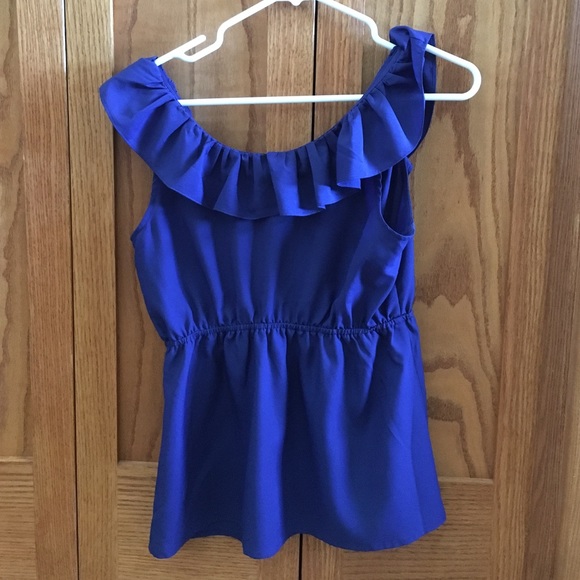Cobalt Blue Ruffle Tank - Picture 2 of 2