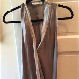 Ramy Brook Silk Top grey silver small s