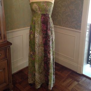 Green Strapless maxi dress