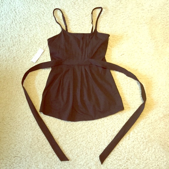Black pleated spaghetti strap top. - Picture 1 of 2