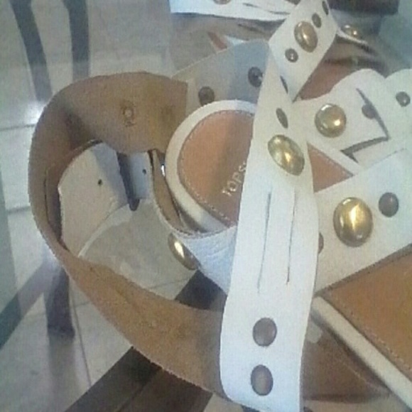 TOP SHOP LEATHER ROMAN SANDALS WHITE GOLD STUDS 36 - Picture 4 of 4